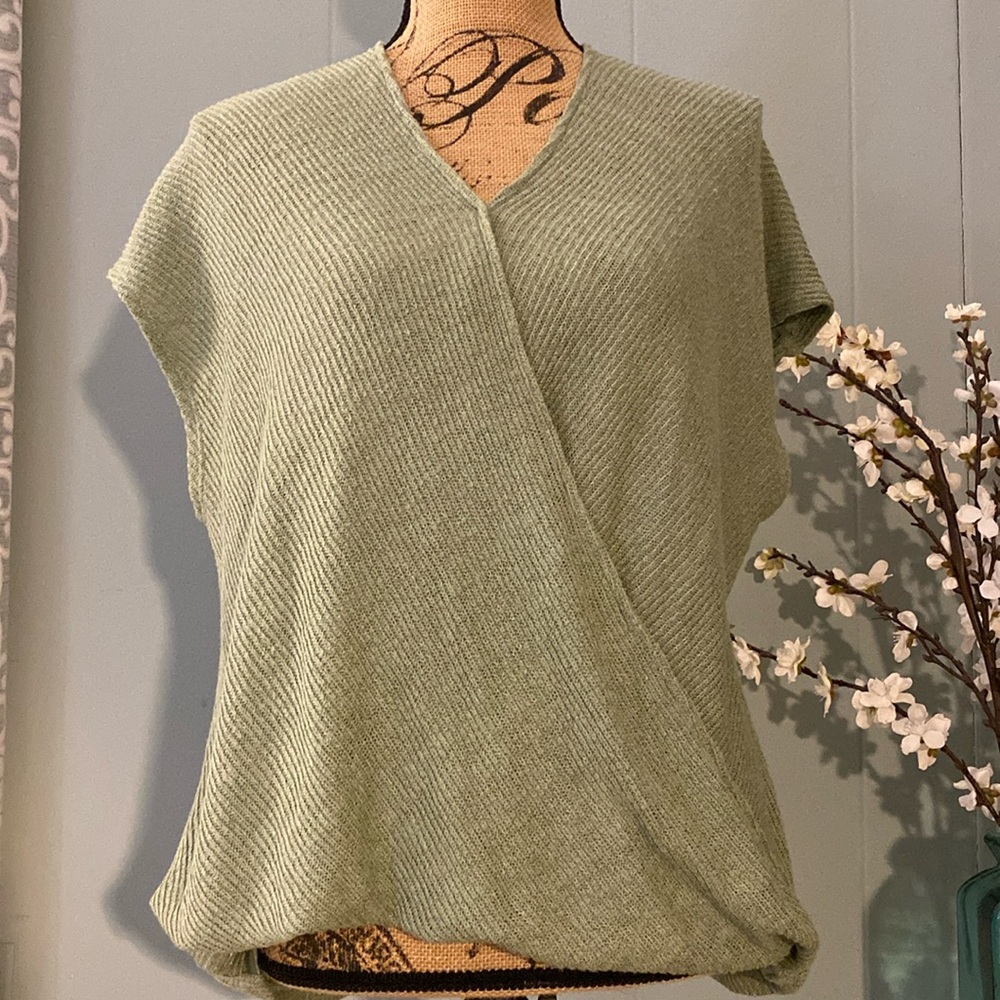 Lush Ribbed Surplice Cap Sleeve Top